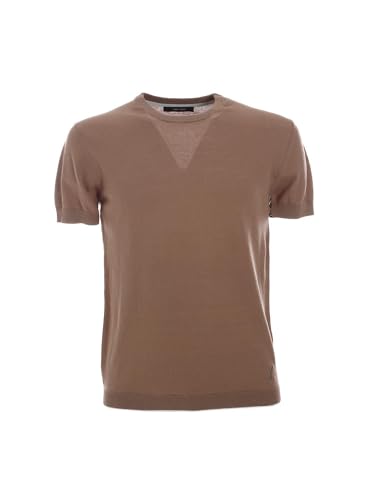 T-shirt marron Yes-zee M715 DH00 haut mode homme col rond