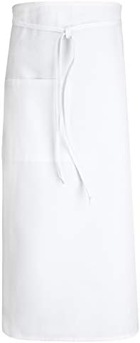 Chef Designs mens Bistro kitchen aprons, White, 28W x 32L US