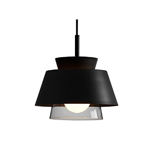 Plafonnier réglable hauteur lustre en métal noir avec éclairage encastré salon