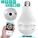 Lenyes Light Bulb Camera 960P Security Hidden with Night Visions Motion Detection HD 360 Panoramic Security System Camera,1.3MP(White)