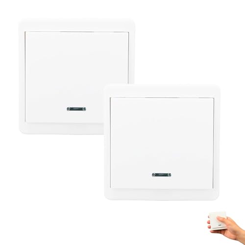 Interruptor de Luz Inalámbrico. Conmutador Control Remoto, Pulsador de Pared Fácil de Instalar Interior Casa Voltaje 170-240V.(1 Interruptor conectado a la luz + 1 Remoto).