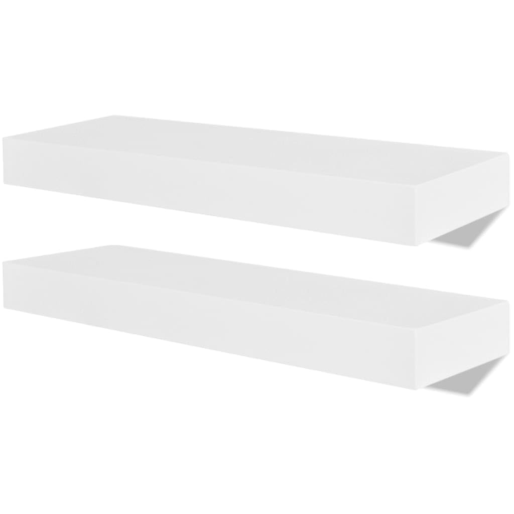 Estantería de pared 2 unidades MDF blanco, estantes flotantes de pared para sala de estar, 40 x 20 x 3,8 cm, estantes colgantes versátiles, para dormitorio, diseño moderno