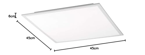 LED Panel 45x45 cm, Luz Techo Lichtfarbsteuerung Cct Blanco Cálido – Fría - de Del Día, Super Plana, 1960 Lumen, Regulador a Través Control Remoto, Oficina Lámpara la Cubierta