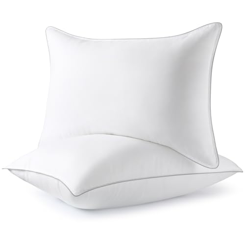 Image of viewstar Pillows Queen Size Set of 2, Firm Support Bedding, Pure White | Supportive, Hotel Quality, Fluffy, Oeko-Tex Certified, Plump Filling, Machine Washable, for Side Back Sleepers, White