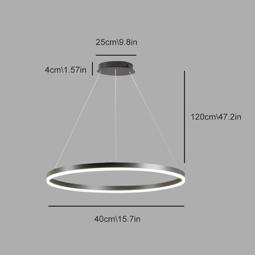 Lámpara colgante para sala de estar y cafetería moderna con anillo LED 7