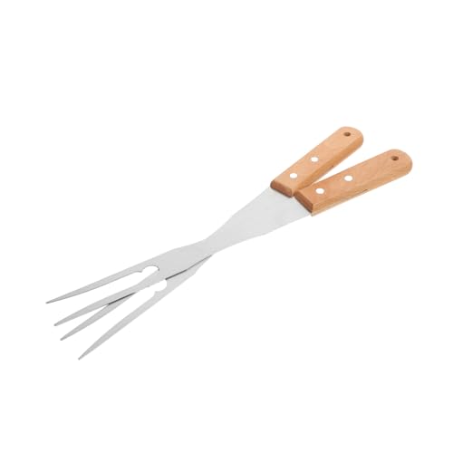 OFFSCH 2pcs Metal Long Handle Meat Forks for Cooking Durable Stainless Steel Bbq Forks with Wood Handle for Grilling Serving and Transferring Meats and Dishes Kitchen Tool