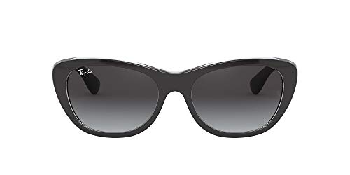 Ray-Ban Women's RB4227 Cat Eye Sunglasses, Black On Transparent/Grey Gradient, 55 mm