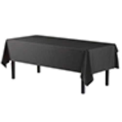Image of Exquisite 6-Pack Plastic Tablecloth 54x108 Rectangle Value Pack Plastic Table Cover - Black