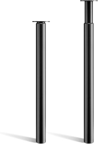 CROWNSHOP 2PCS Table Legs, Adjustable Metal Breakfast Bar Leg, 71-110 cm Height, 60 mm Diameter, Folding Design for Kitchen Worktop, Dining Table (Black, 2PCS)