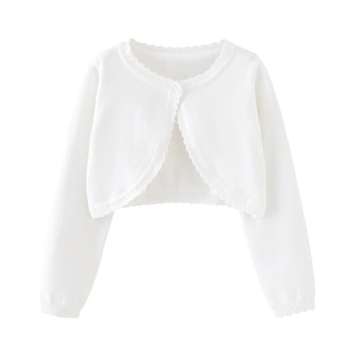 Girls Bolero Cardigan Sweater Toddler Kids Long Sleeve Button Knit Shrug Cropped Cover Up Jacket Tops