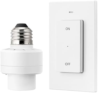 DEWENWILS Remote Control Light Socket E26 E27 Bulb Base, Wireless Light Switch for Light Lamp Fixtures, No Wiring Needed, ETL Listed, 1 Wall Mounted Controllers and 1 Bulb Base