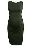 Smallshow Women's Sleeveless Maternity Dress Ruched Pregnancy Clothes Medium Army Green