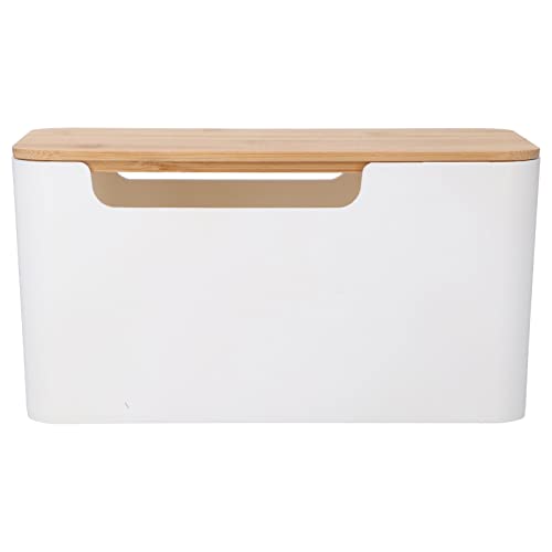 Cable Box Small Cable Management Box with A Wooden Lid for Cord Hider TV Wires Routers Computers Wires Cover and Hide & Power Strips & Cords Home and Office