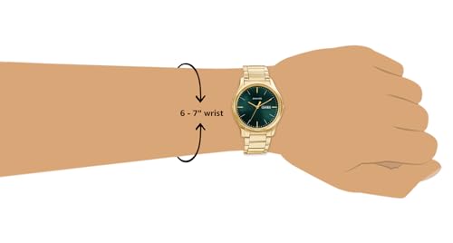 Sonata Essentials Quartz Analog with Day and Date Forest Green Dial Gold Stainless Steel Strap Watch for Men - NT77082YM05W