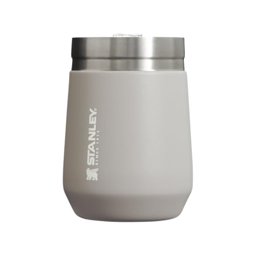 STANLEY GO Everyday Wine Tumbler 10 oz | Press Fit Drink Through Lid | Beverage, Coffee, and Cocktail Cup | Insulated Stainless Steel Wine Glass | BPA-Free | Ash 2.0
