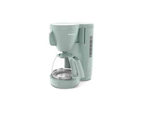 Moulinex Cafetière filtre, 10 à 15 tasses, 1.25 L, Porte-filtre pivotant, Système anti-gouttes, Maintien au chaud, Morning, Eucalyptus, FG2M1310
