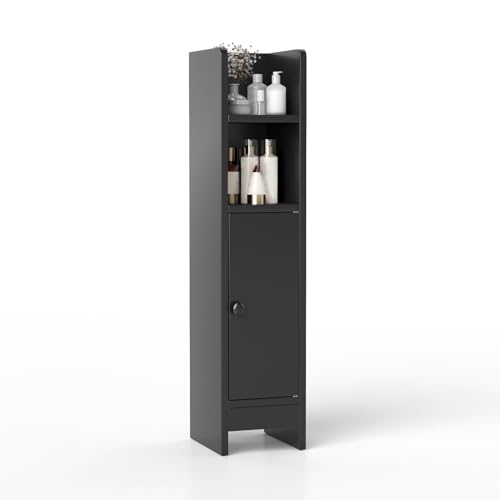 COSTWAY Toilettenschrank, Badschrank schmal, Badezimmerschrank mit 2...