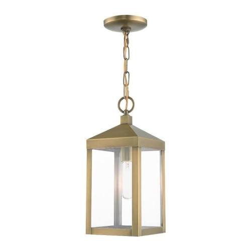Livex Lighting 1 Light Antique Brass Outdoor Pendant Lantern