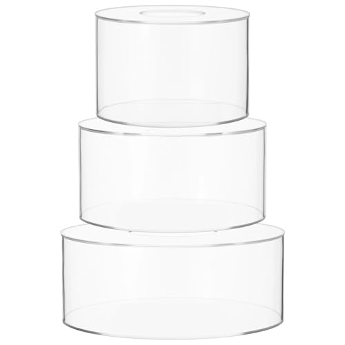 3 PCS Acrylic Cake Stand with LED Lights, 6/8/10 Inch Clear Cake Stand Fillable Cake Riser Round 3 Tier Case Box for Birthday Wedding Holiday Party (3PCS)