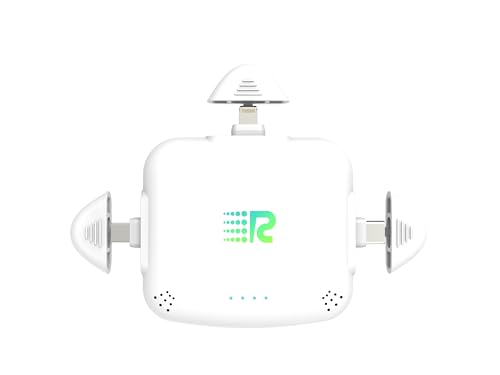 Rush Charge Universe 3 in 1 Portable Charger 3300mah 2.4A High-Speed Fast Charging Compatible with iPhone and Android Lightning Type C Micro-USB Charges 3 Devices at a Time Pre-Charged RC33 White
