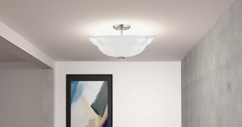 Image of Aspen Creative 25004-68-1 Replacement 2-Tone Clear & Sandblasted Glass shade for Flush Mount or Semi-Flush Mount, 1 /2 inch Center Hole, 11-3 /4 inch Diameter x 3-7 /8 inch Height