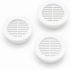 Set 3 Griglie di Aerazione in PVC Bianco – Presa d’Aria Circolare Ø 80-100 mm – Per Tubi, Ventilazione, Areazione Ambienti – LEMAG SRL (120)