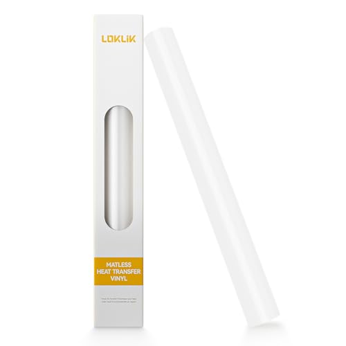 LOKLiK Vinyle de transfert thermique blanc brillant 33 x 150 cm, HTV sans tapis pour kit de support de rouleau iCraft, idéal pour les conceptions grand format et les projets multiples