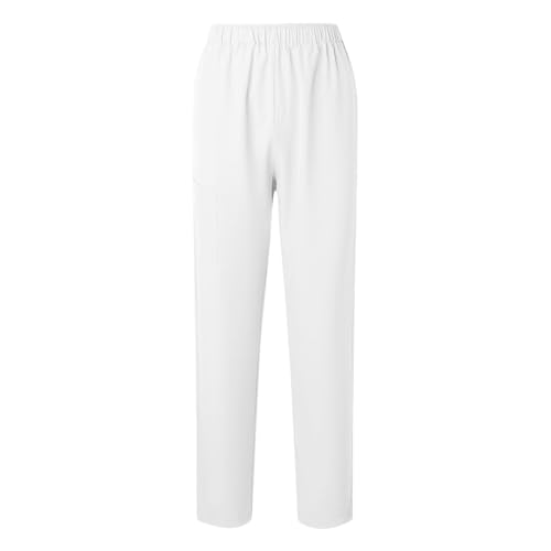 Image of Scrubs Pants for Women Plus Size Stretch Waisted Workwear Pants Medical Uniform Comfy Straight Leg Barrel with Pocket