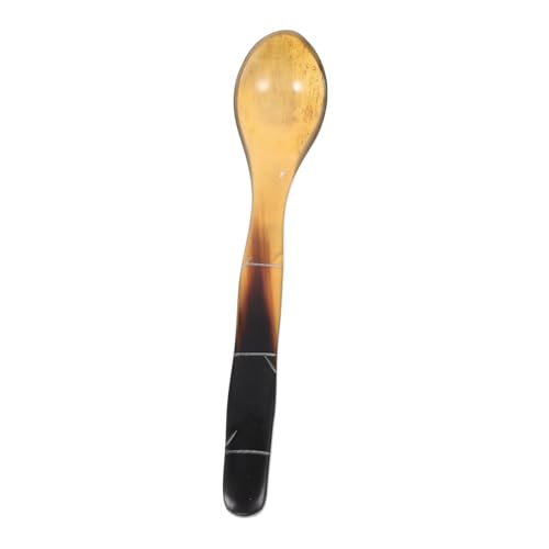 PRETYZOOM Spoon Serving Utensils Decorative Tableware Small Scoops Caviar Server Kitchen Essentials Natural Ox Horn Yellow