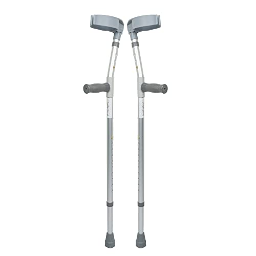 Rehamo Lightweight Walking Forearm Crutches with Height Adjustment - Size Medium - Height 5.2-5.10 Ft | Height Adjustable Men & Women Elbow Crutches | Aluminum Crutches for Seniors & Adults (Pair-M)