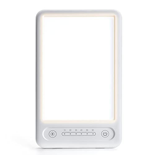 Light Therapy Lamp, 10000 Lux Sad Light ​Box, with 3 Color Modes, 3 Adjustable Brightness Levels, 6 Timer Settings, UV-Free Sunlight Lamp,White