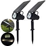Solar Spotlight, MII 2-in-1 Waterproof Solar Outdoor Landscape Light 2 Power Modes Auto ON/Off Night Lights for Patio Yard Garden Decoration Driveway Pathway Pool (Pack of 2)