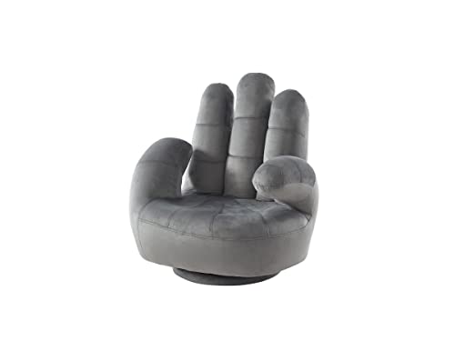 Vente-unique - Sillón Infantil pivotante de Terciopelo con Forma de Mano Catchy - Antracita