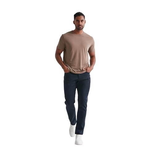 DUER Men's No Sweat Relaxed Taper, Flexible Mid-Rise Commuter Bottoms, Stretch TENCEL Blend Trousers, Navy (38W x 34L)