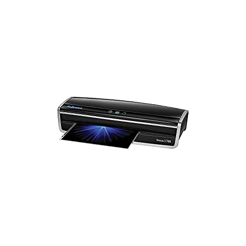 Fellowes Laminator Venus 2 125, Rapid 30-60 Second Warm-up Laminating Machine, with Laminating Pouches Kit (5734801), Black, Silver, 5.1" x 21.3" x 8.2"
