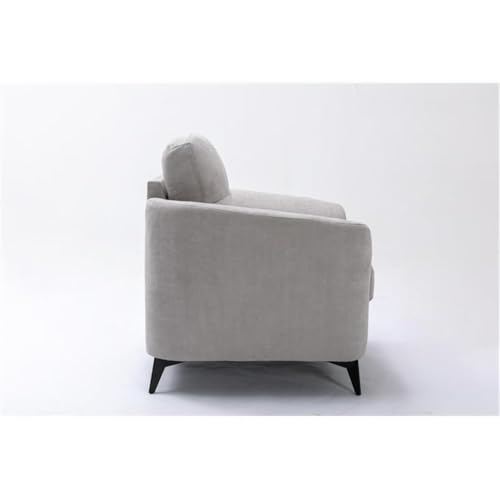 Sillón moderno gris con cojín capitoné y patas negras miniatura 5