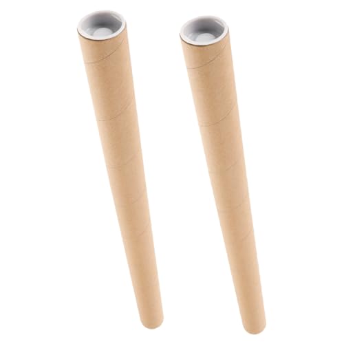 FUNOMOCYA 2 Pezzi Tubi Cartone Kraft per Poster con Tappi Contenitori Resistenti per Spedizione e Conservazione Disegni e Progetti Cilindri Rotondi Spessi per Scuole e Uffici