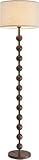 Fetason Modern Dimmable Remote Control Floor Lamp for Living Room Bedroom with LED E26 Bulb, Red Wood Pattern Iron Tall Standing Lamp Light with Fabric Shade for Home Office Dining Room