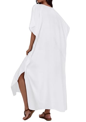Image of Runwind Plus Size Maxi Dress for Women Short Sleeve V Neck Casual Long Dresses with Pockets