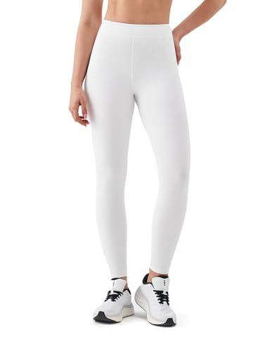 K-Swiss CICLO Fiber Leggings for Women - No See Through Soft Stretchy Yoga Workout Pants Gym Athletic Casual White L
