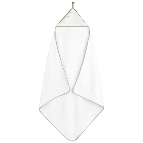 Image of Ely's & Co. Baby Hooded Towel and Wash Cloth Set, Thick Absorbent 100% Cotton Terry, for Newborn Baby Girl /Boy, Bath Towel 35x35 inch with Pocketed Wash Cloth 10x10 inch (Sage Pear Collection)