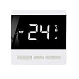 Termostato eléctrico de calefacción de suelo, controlador de temperatura inteligente de alta potencia de 25 A para sala de vapor, película de calefacción eléctrica y sistemas de sauna (negro)