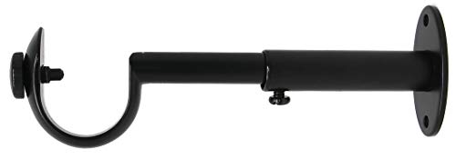 Urbanest Adjustable Solid Zinc Curtain Rod Bracket Wall Holder, Fits Up To 1 1/8" Or 1 1/4" Rod, 1 Piece - Black #TOP3