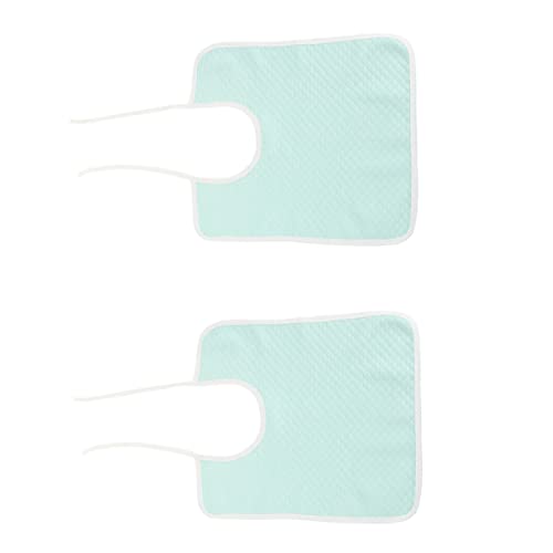 KOMBIUDA 2pcs Cotton Absorbent Bibs for Elderly Washable Adult Eating Bibs for Mealtime Food Catcher