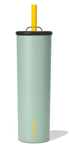 LINVIA Candy Tumbler, 25 oz Insulated Stainless Steel Water Bottle, 2-in-1 Lid with Flexible Straw, BPA-Free, Cup Holder Friendly, Dishwasher Safe, Avocado Green