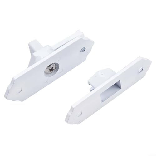 Yhenlovtt Cerradura de puerta corredera de granero, mecanismo de seguridad de aleación de aluminio antipalanca de 90° con base gruesa para cobertizos de jardín, inodoros, balcones (blanco)