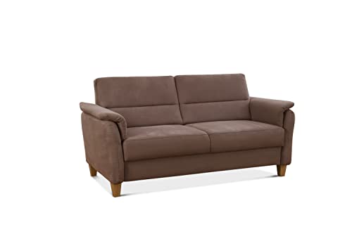 CAVADORE 3er-Sofa Palera mit Federkern / Kompakte Dreisitzer-Couch im Landhaus-Stil / passender Sessel und Hocker optional / 179 x 89 x 89 / Mikrofaser, Hellbraun