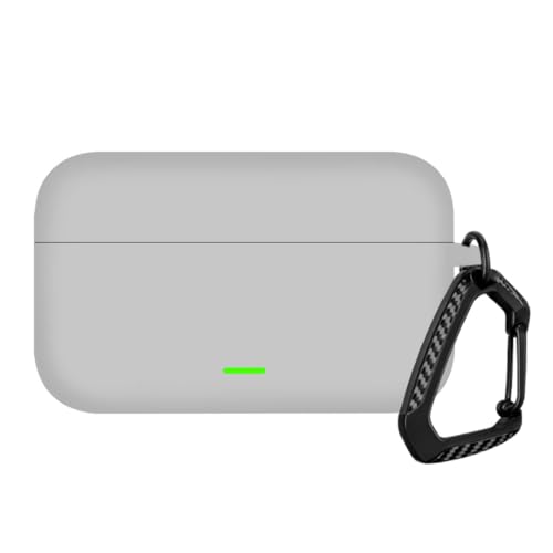 Image of Anvique Silicone Case Cover for Realme Buds T500 Pro, Shockproof Protective Earbuds Cover with Keychain Hook, Anti-Scratch Soft Silicone Skin, Full Body Protection Case (Grey T)