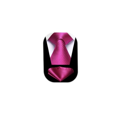 Image of HISDERN Ties for Men Solid Houndstooth Neckties Handkerchief Formal Business Tie & Pocket Square Set Wedding Party