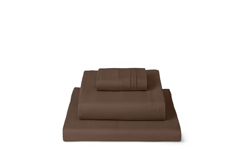 Mellanni Twin Sheets Set - 3 PC Iconic Collection Bedding - Hotel Luxury, Extra Soft, Cooling Bed Sheets - Wrinkle, Fade, Stain Resistant (Twin, Brown)